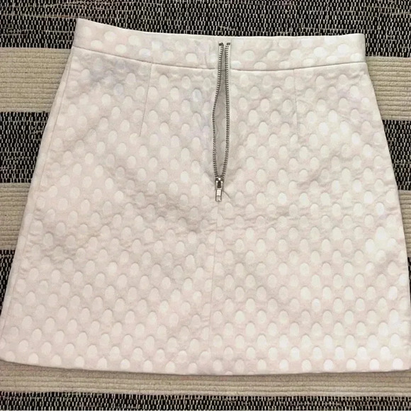 Topshop White Polka Dot Textured Skirt Size 6 - Picture 3 of 8
